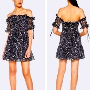 La Maison Talulah haven off shoulder black floral mini dress large NWT
